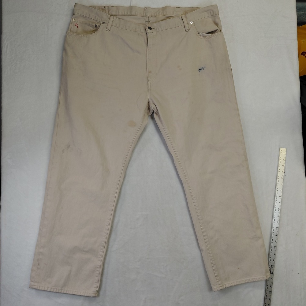 Polo Ralph Lauren Hudson Bone Denim Pants Mens 46B/32 Tan Straight Leg R661D78